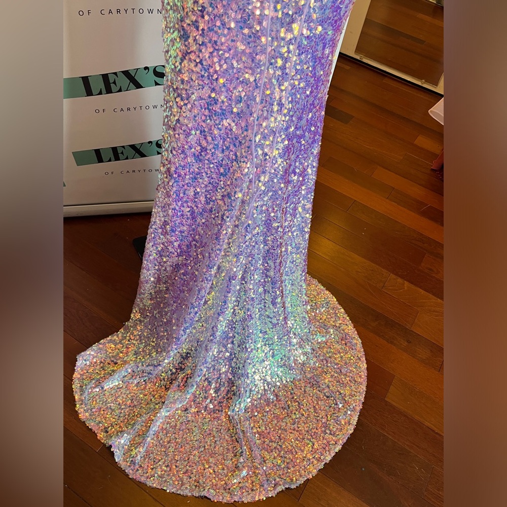 Jovani Iridescent Sequin Gown in Lilac - Picture 5 of 7